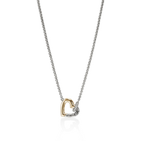 JH Essentials Heart 14K Gold & Silver 0.08cttw Diamond Pave Interlinking Necklace 16-18 by John Hardy