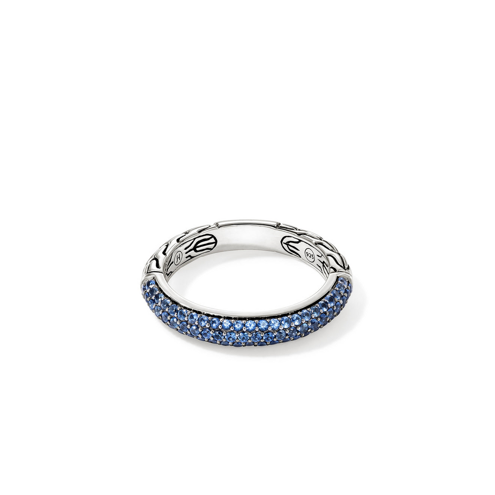 JH Essentials Silver 3.5mm Band Ring with Blue Sapphire Sz 7 by John Hardy