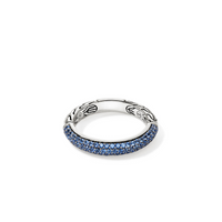 JH Essentials Silver 3.5mm Band Ring with Blue Sapphire Sz 7 by John Hardy