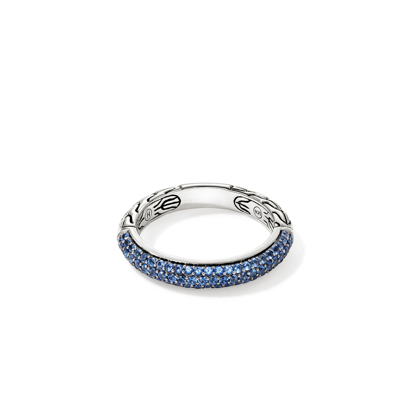 JH Essentials Silver 3.5mm Band Ring with Blue Sapphire Sz 7 by John Hardy