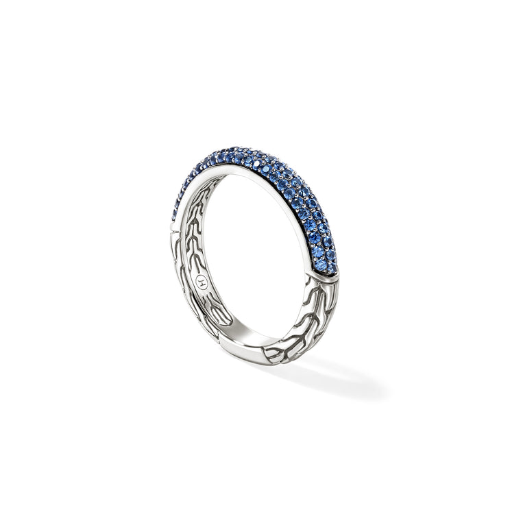 JH Essentials Silver 3.5mm Band Ring with Blue Sapphire Sz 7 by John Hardy