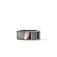Men's Essentials Color Silver 9.5mm Band Ring with Treated Black Onyx, Hematite, & Black MOP with Black Rhodium Sz 10 by John Hardy