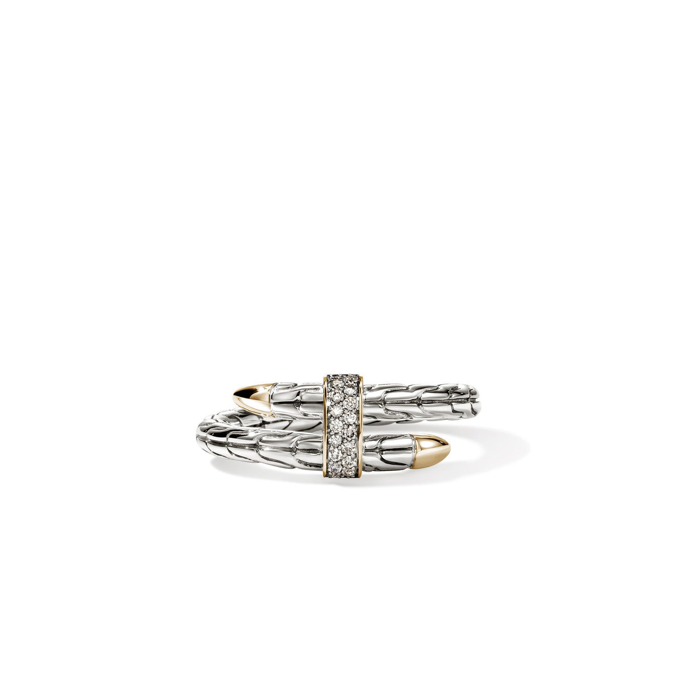Spear 14K Gold & Silver 0.08cttw Diamond Pave Single Wrap Ring Sz 7 by John Hardy