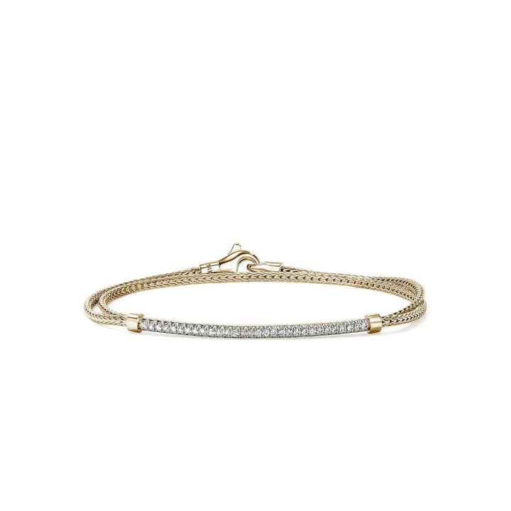 JH Essentials 14K Yellow Gold 1.8mm 0.24cttw Diamond Pave Bar Wrap Bracelet Sz S