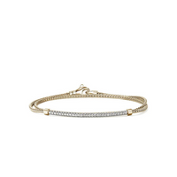 JH Essentials 14K Yellow Gold 1.8mm 0.24cttw Diamond Pave Bar Wrap Bracelet Sz S