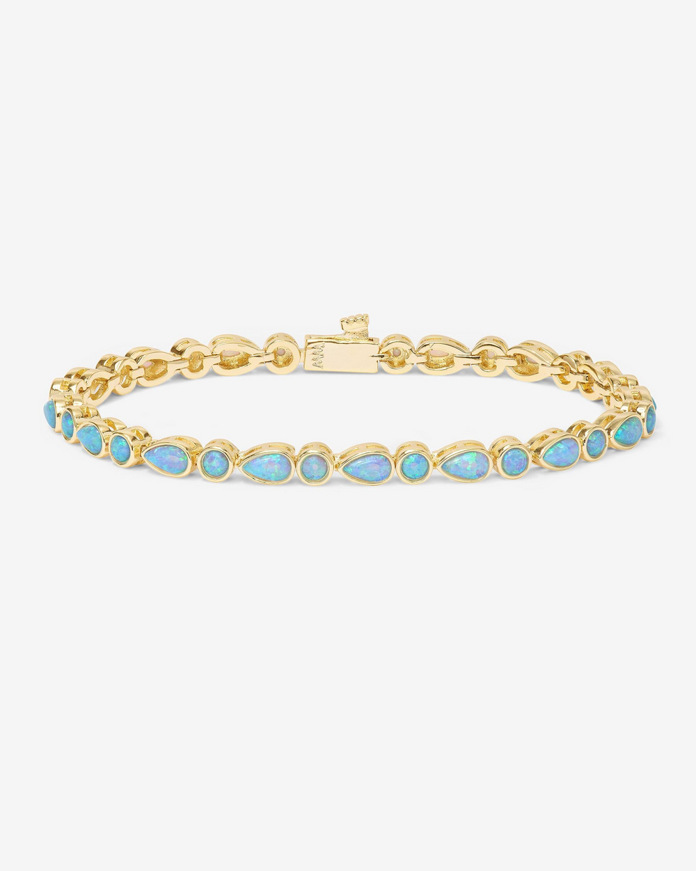 Isla 18K Yellow Gold Plated Simulated Opal 3mm Tennis Bracelet 7.5"