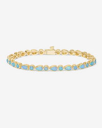 Isla 18K Yellow Gold Plated Simulated Opal 3mm Tennis Bracelet 7.5"