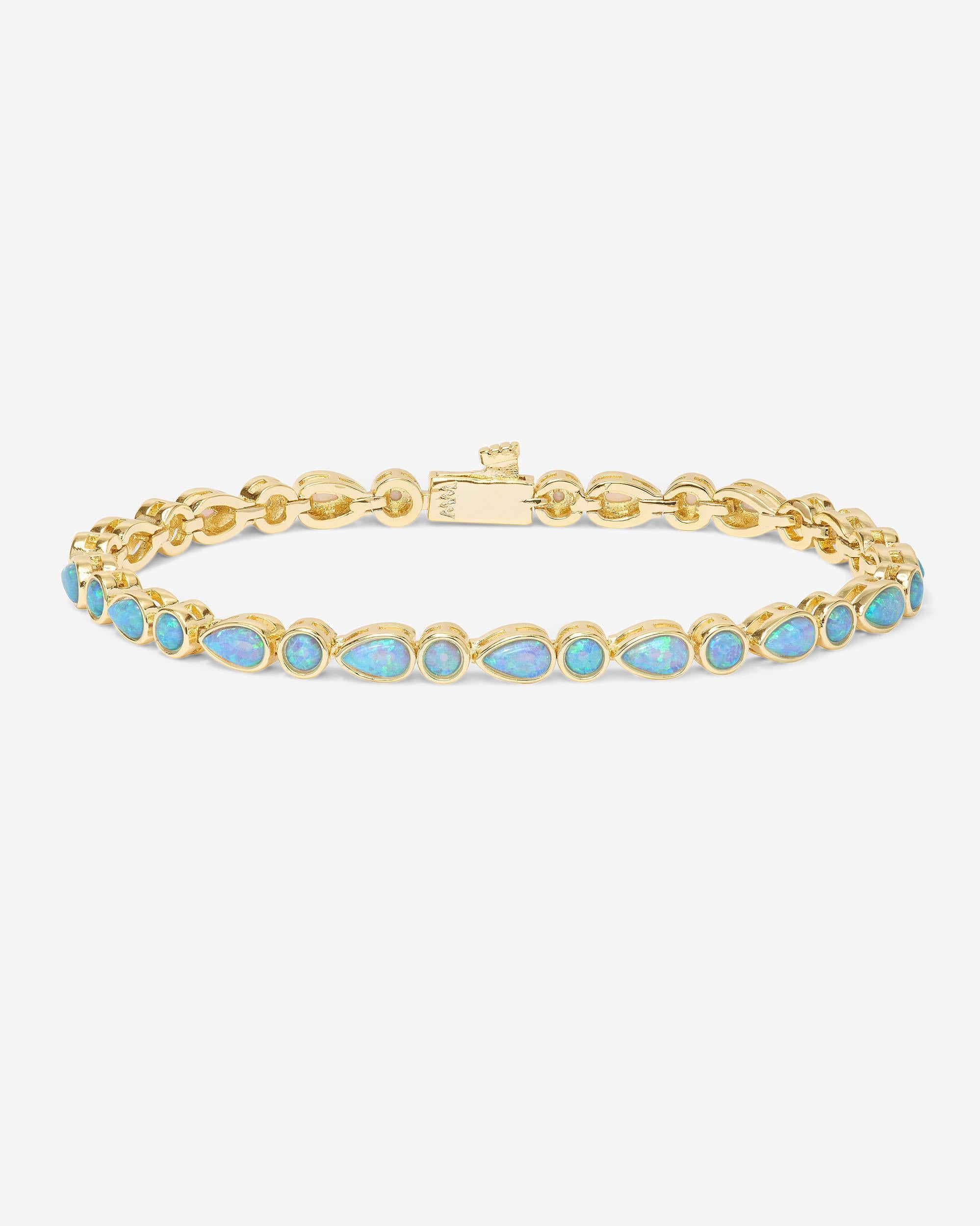 Isla 18K Yellow Gold Plated Simulated Opal 3mm Tennis Bracelet 7.5"