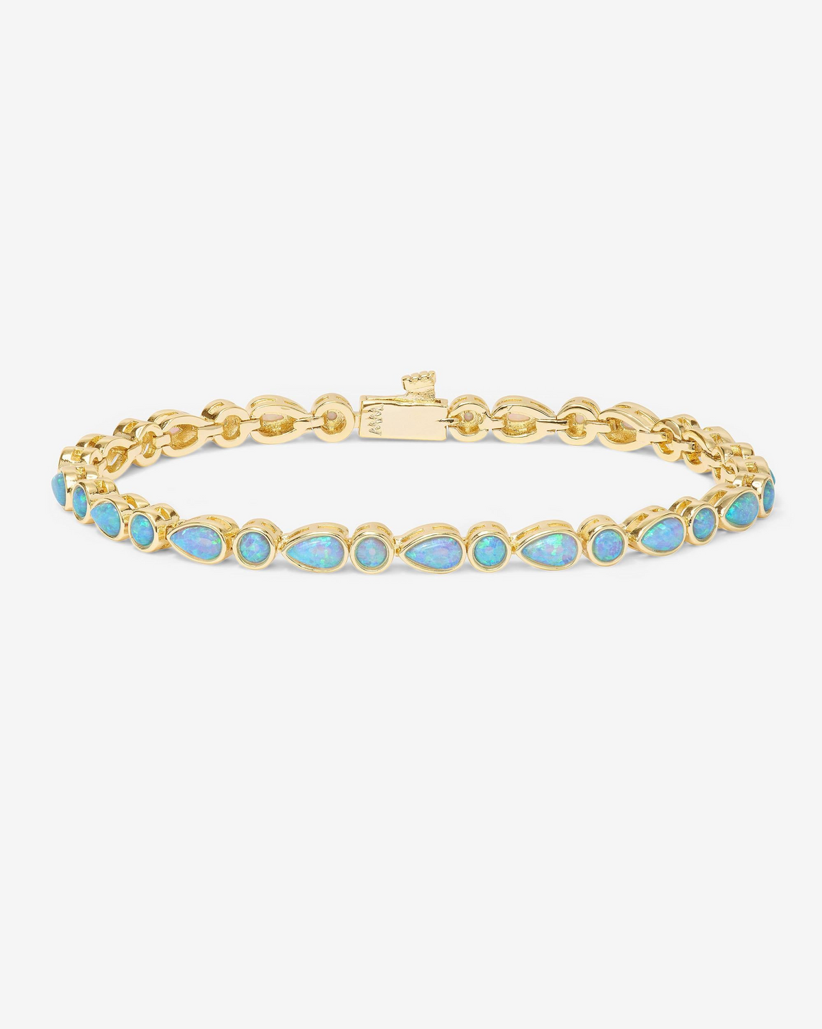 Isla 18K Yellow Gold Plated Simulated Opal 3mm Tennis Bracelet 7.5"