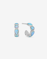 Isla Silver Plated Simulated Opal Huggie Earrings
