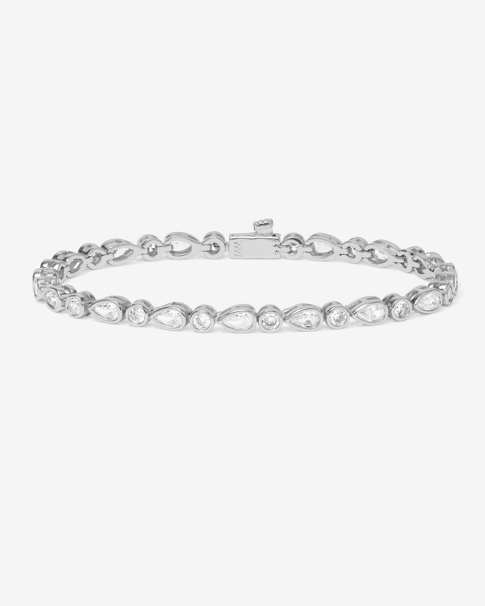 Isla Silver Plated Simulated Diamond Tennis Bracelet 7.5"