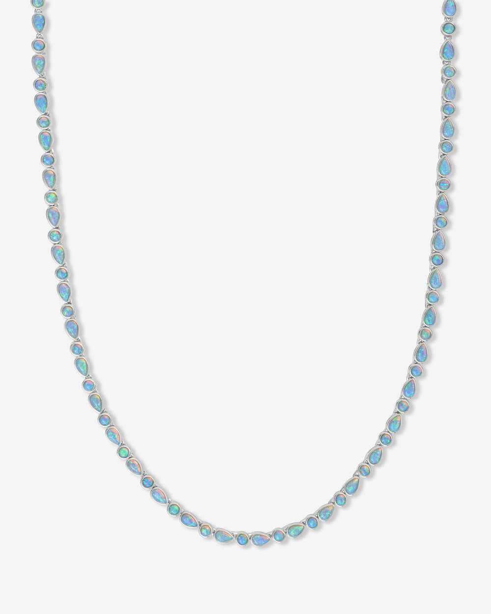 Isla Silver Plated Simulated Opal Tennis Necklace 18"