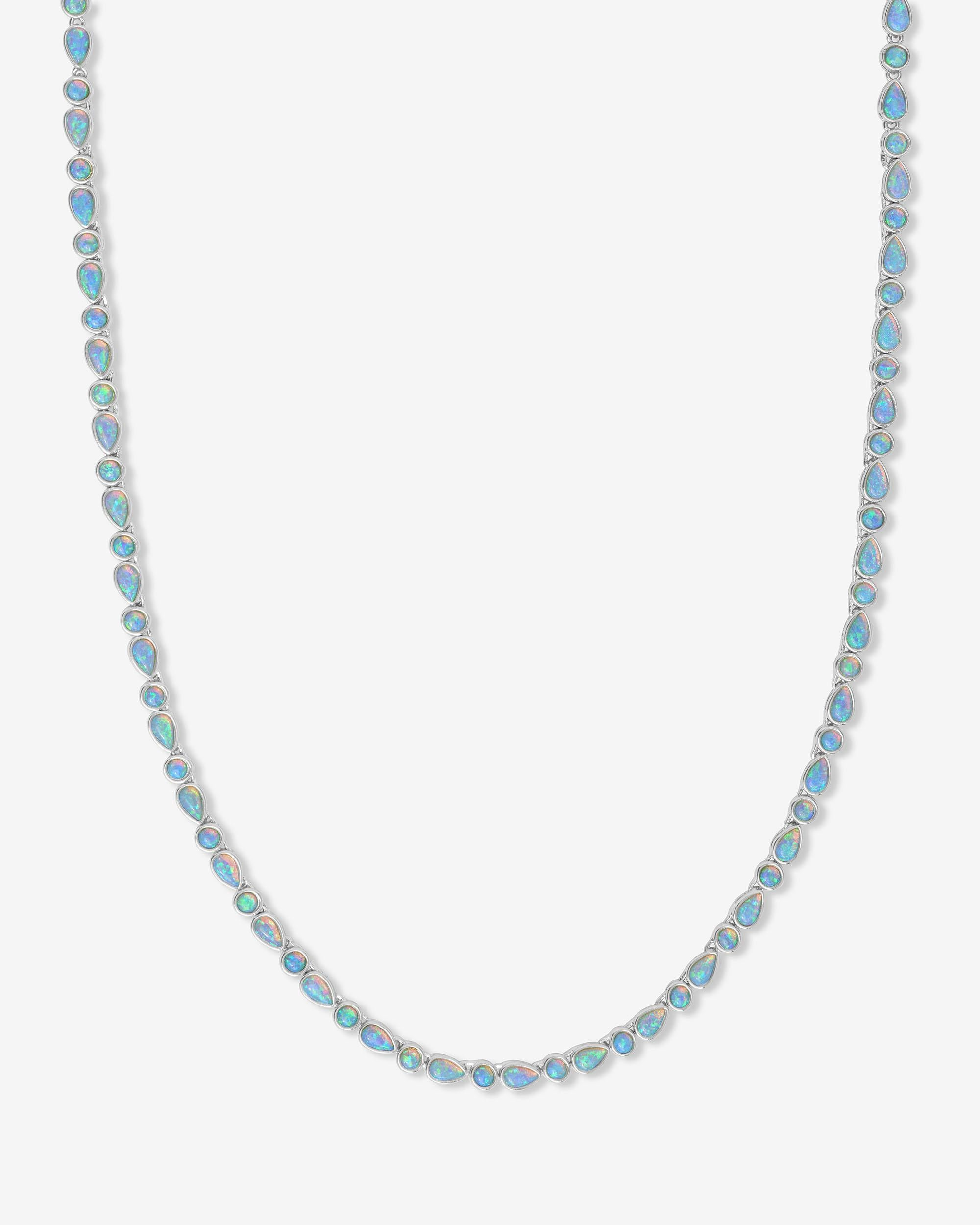 Isla Silver Plated Simulated Opal Tennis Necklace 18"