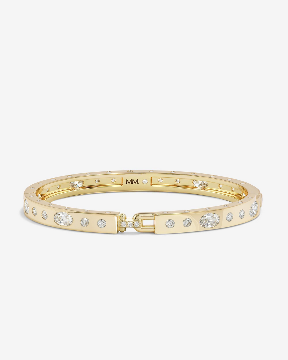 Ashley Sunset 18K Yellow Gold Plated Simulated Diamond Oval Lock Cuff