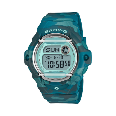 Blue Green Camouflage Baby G-Shock Watch