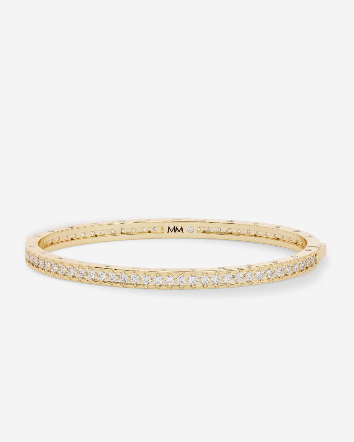 18K Yellow Gold Plated Ashley Pave Cuff 4mm 7"
