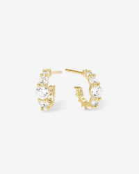 Oh She Fancy 18K Yellow Gold Plated Simulated Diamond Graduated Huggies