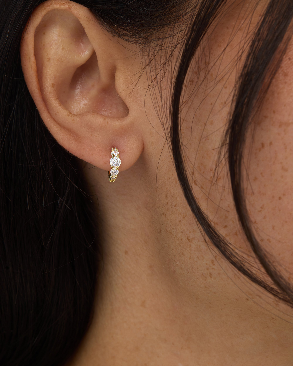 Oh She Fancy 18K Yellow Gold Plated Simulated Diamond Graduated Huggies