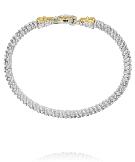 Sterling Silver & 14K Yellow Gold 0.19cttw Diamond 4mm Closed Band Bracelet by Vahan