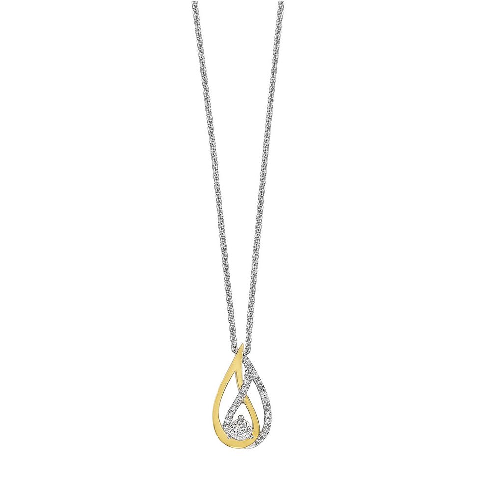 Silver & Yellow Gold 0.10cttw Diamond Interlink Pendant