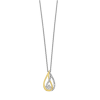 Silver & Yellow Gold 0.10cttw Diamond Interlink Pendant