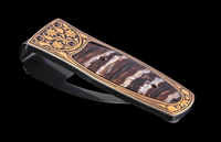 Money Clip with Hand-worked 24K Gold Koftgari & Fossil Woolly Mammoth Tooth William Henry
