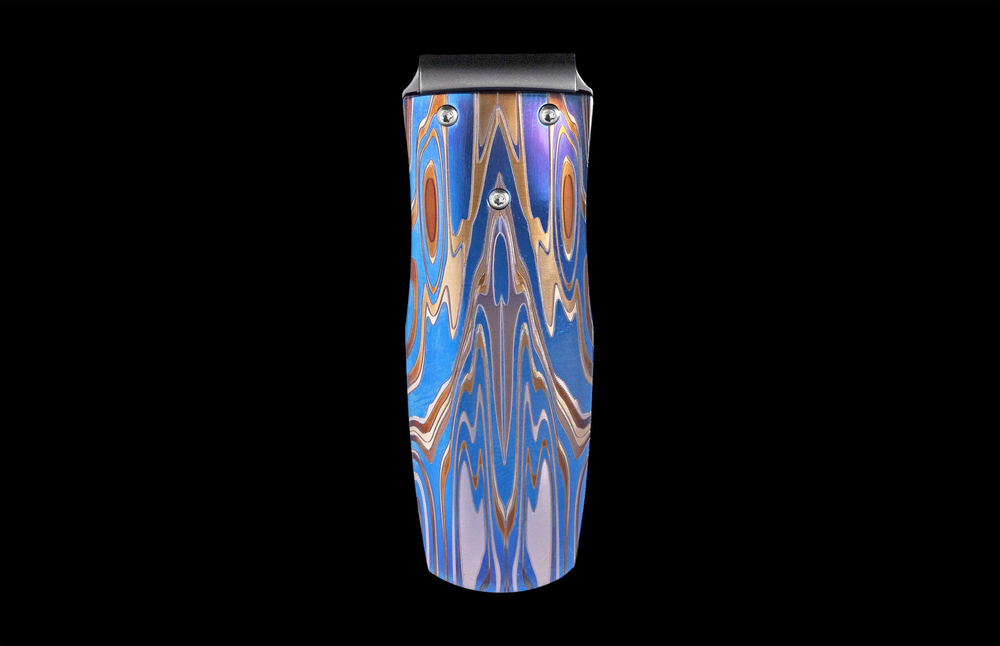Titanium Money Clip Featuring Blue Anodizing & Laser Engraving by William Henry