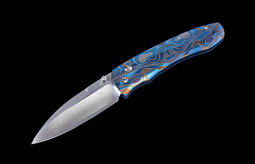 Titanium Knife, Anodize & Color-Laser Engraved, Stainless Steel Blade by William Henry