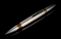 Twist-action Writing Pen with Damascus Steel Barrel & Brass Details by William Henry