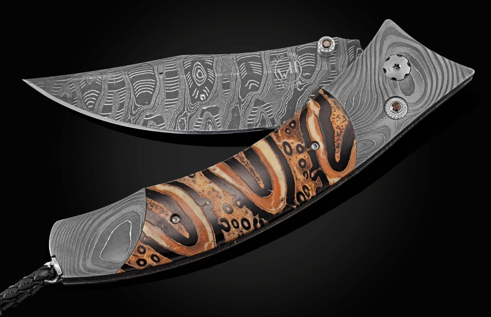 Folding Knife with Hand-Forged Damascus & Ponga Fern Wood by William Henry