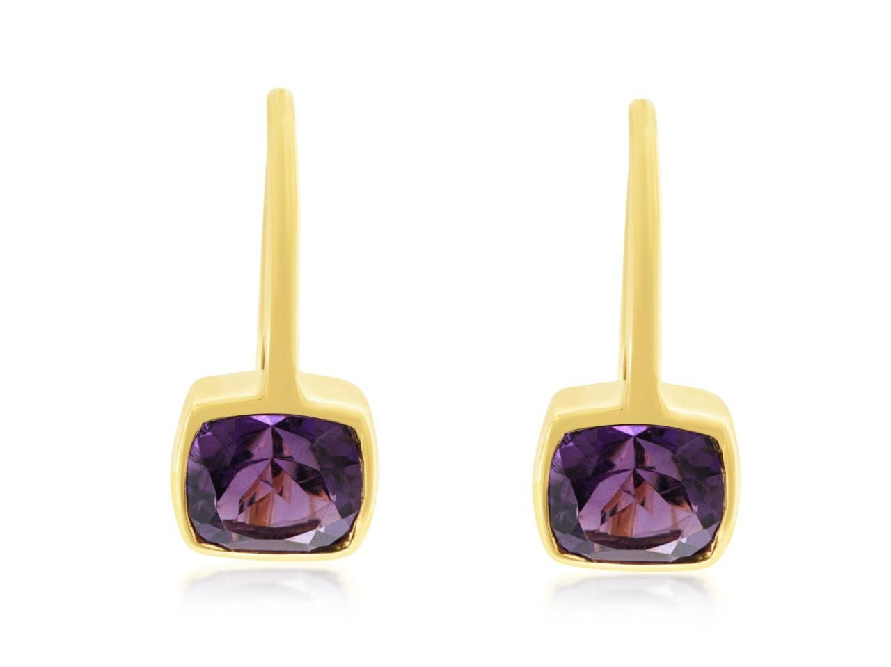 14K Yellow Gold 1.10cttw Amethyst Earrings