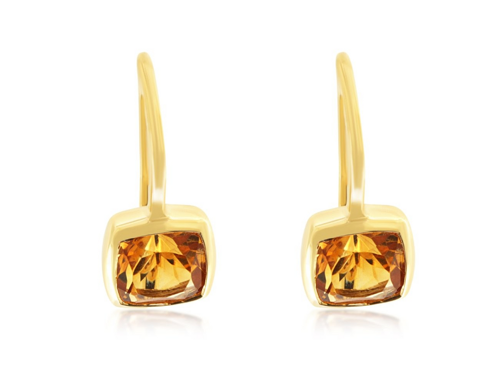 14K Yellow Gold 1.10cttw Citrine Earrings