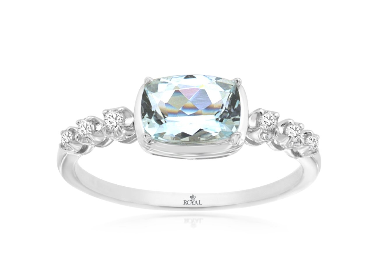 14K White Gold 0.85ct Aquamarine & 0.15cttw Diamond Ring by RJM