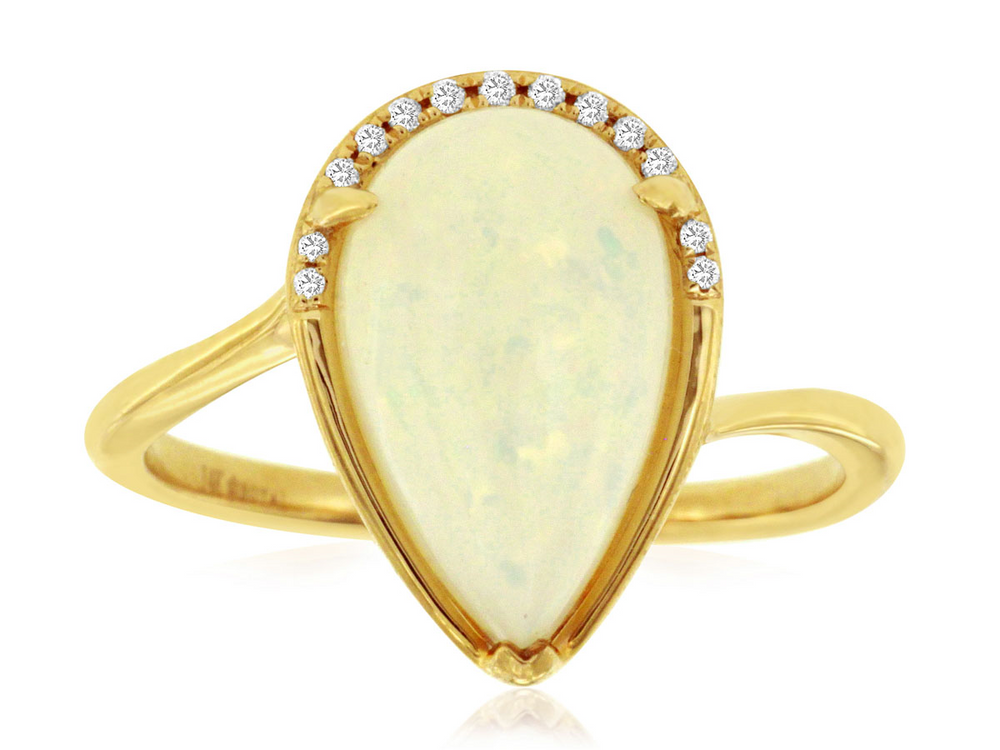 14K Yellow Gold 2.25ct Opal & 0.04cttw Diamond Ring by RJM