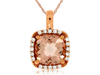 14K Rose Gold 2.00ct Morganite & 0.13cttw Diamond Pendant Necklace by RJM