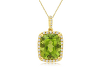 14K Yellow Gold 4.25ct Peridot & 0.22cttw Diamond Pendant by RJM