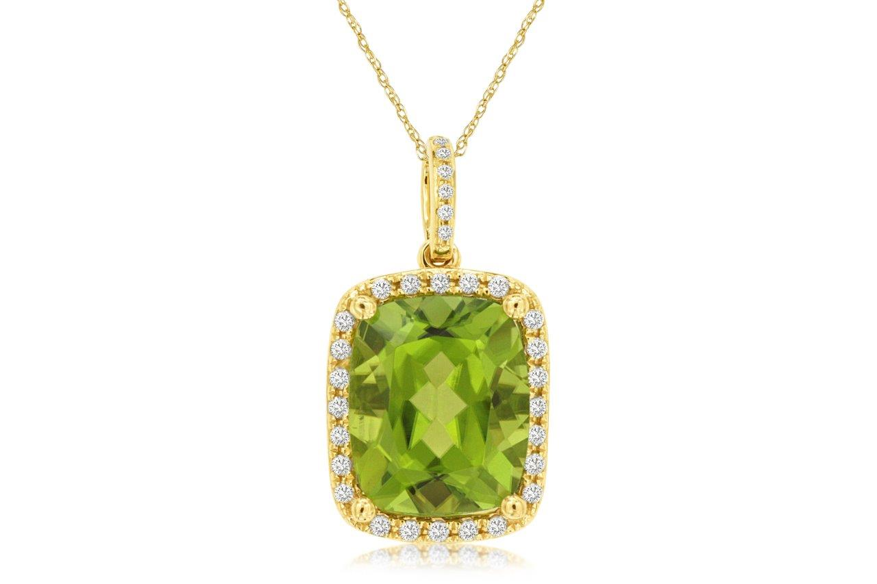 14K Yellow Gold 4.25ct Peridot & 0.22cttw Diamond Pendant by RJM