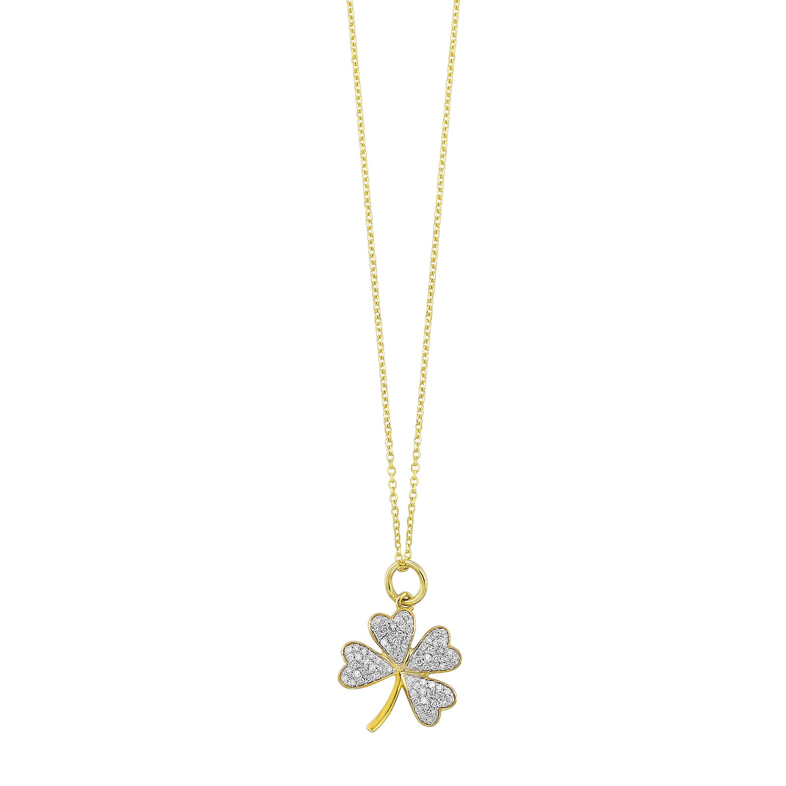 10K Yellow Gold 0.25cttw SI H-I Diamond Heart Pave Clover Pendant