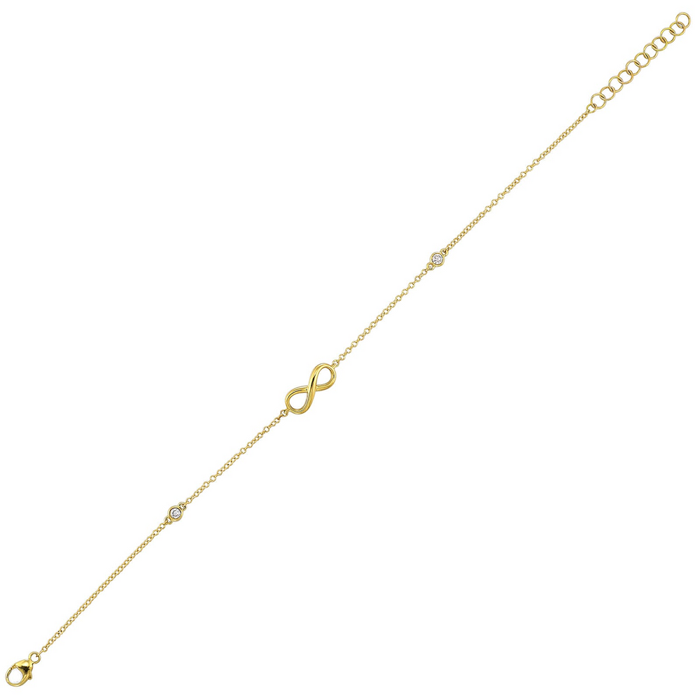 14K Yellow Gold 0.05cttw Diamond Station Infinity Chain Bracelet