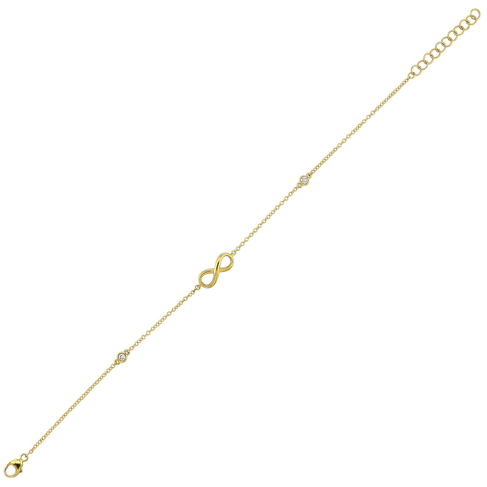 14K Yellow Gold 0.05cttw Diamond Station Infinity Chain Bracelet