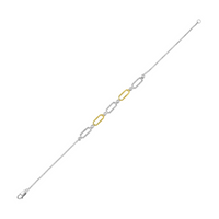 Silver & Yellow Gold Plated 0.13cttw Diamond Paperclip Chain Bracelet