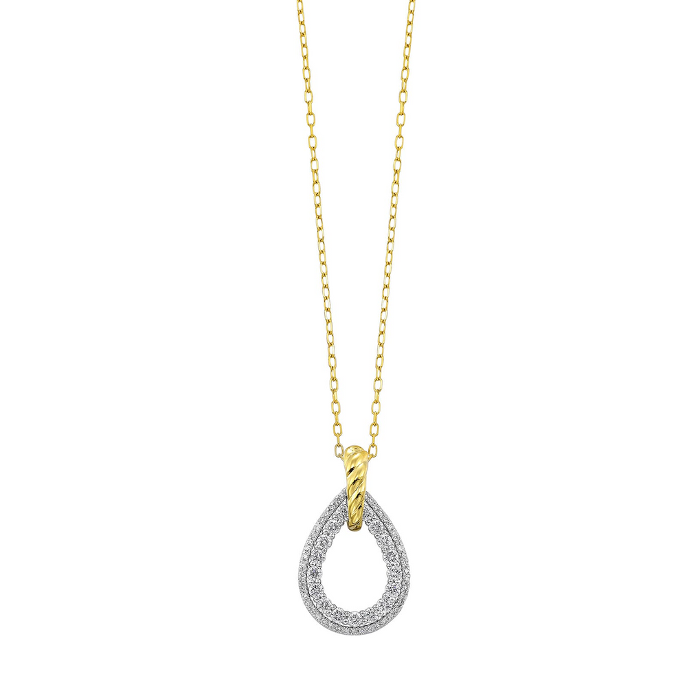 14K Yellow & White Gold 0.50cttw SI H-I Diamond Pear Shape Pendant