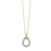 14K Yellow & White Gold 0.50cttw SI H-I Diamond Pear Shape Pendant
