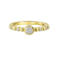 10K Yellow Gold 0.13cttw Diamond Alternate Bezel Bead Stackable Ring