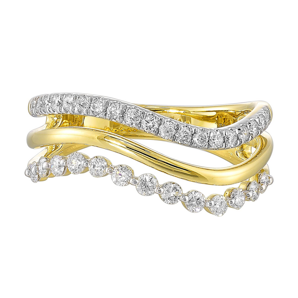 14K Yellow Gold 0.50cttw SI H-I Diamond Three Row Band
