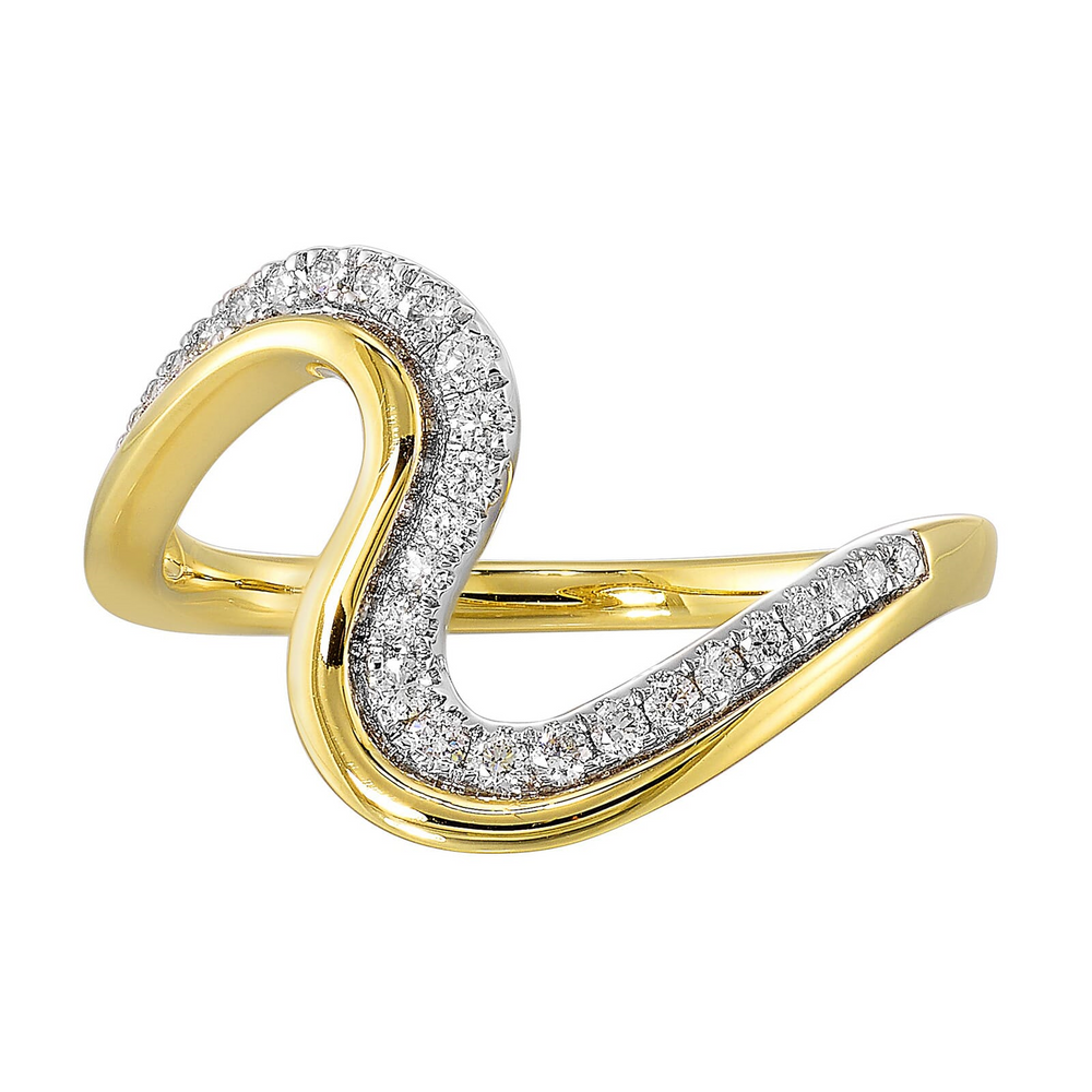 14K Yellow Gold 0.20cttw SI H-I Diamond Wave Band