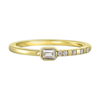 10K Yellow Gold 0.14cttw SI H-I Emerald Cut Diamond Bezel & Accent Stackable Ring