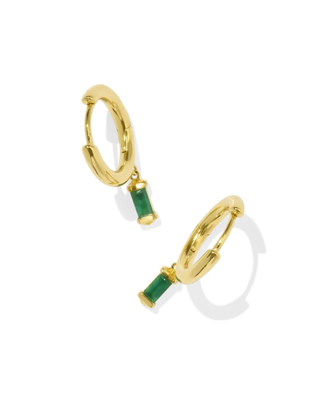 Blythe 18K Yellow Gold Vermeil Green Onyx Huggie Earrings by Kendra Scott