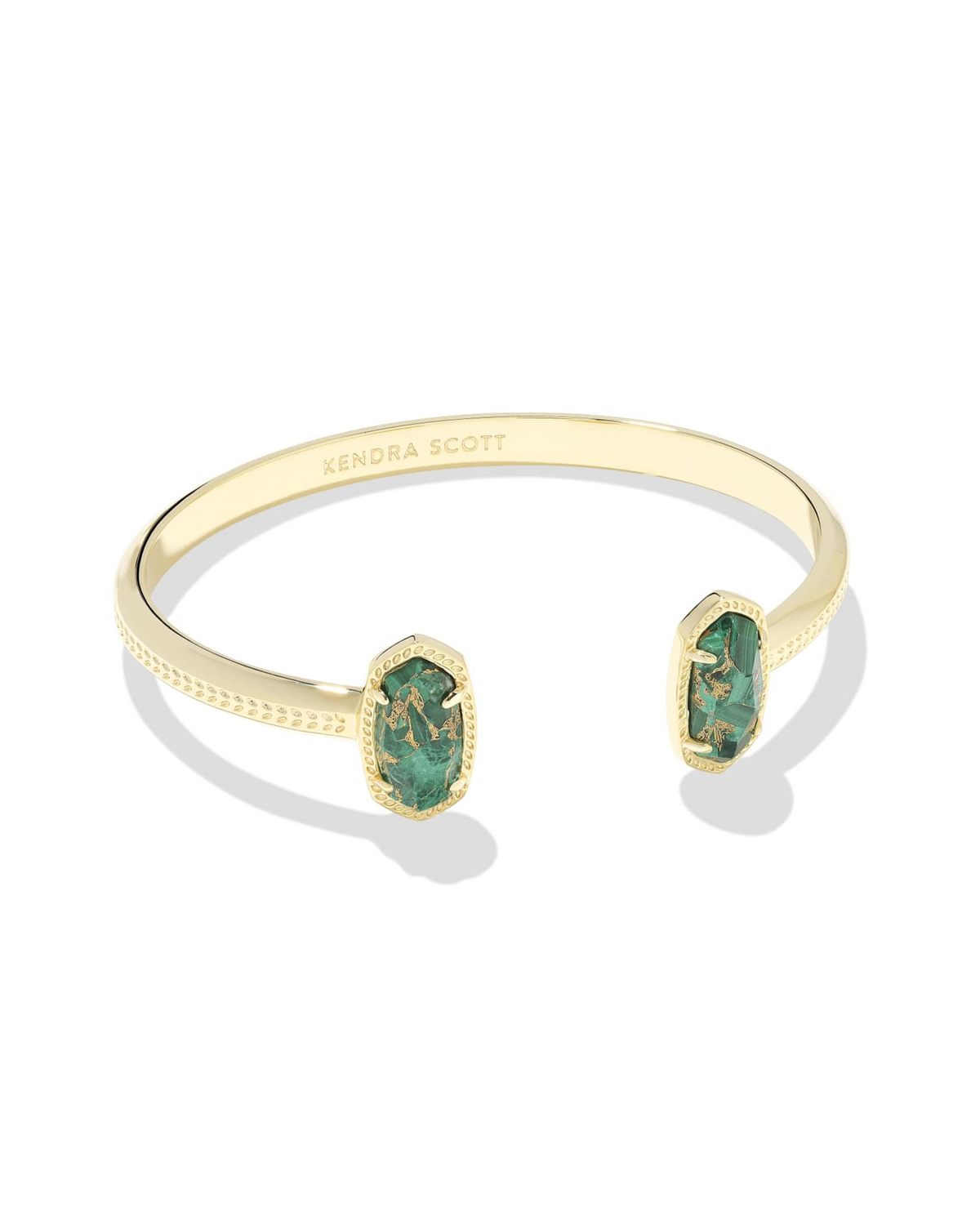 Elton Gold Plated Bronze Veined Green Malachite Cuff Bracelet by Kendra Scott