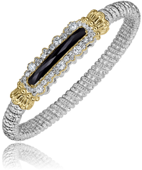Sterling Silver & 14K Yellow Gold 1.04cttw Diamond & Black Onyx 6mm Closed Band Bracelet by Vahan